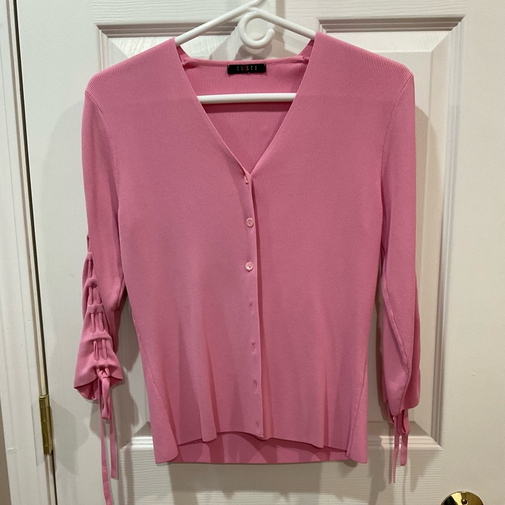 Pretty button sweater with laced tie sleeves